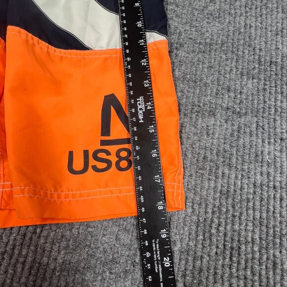 Nautica Boy Swim Trunks Shorts M (10/12) Orange Black US83 Colorblock Mesh Lined - Picture 9 of 14
